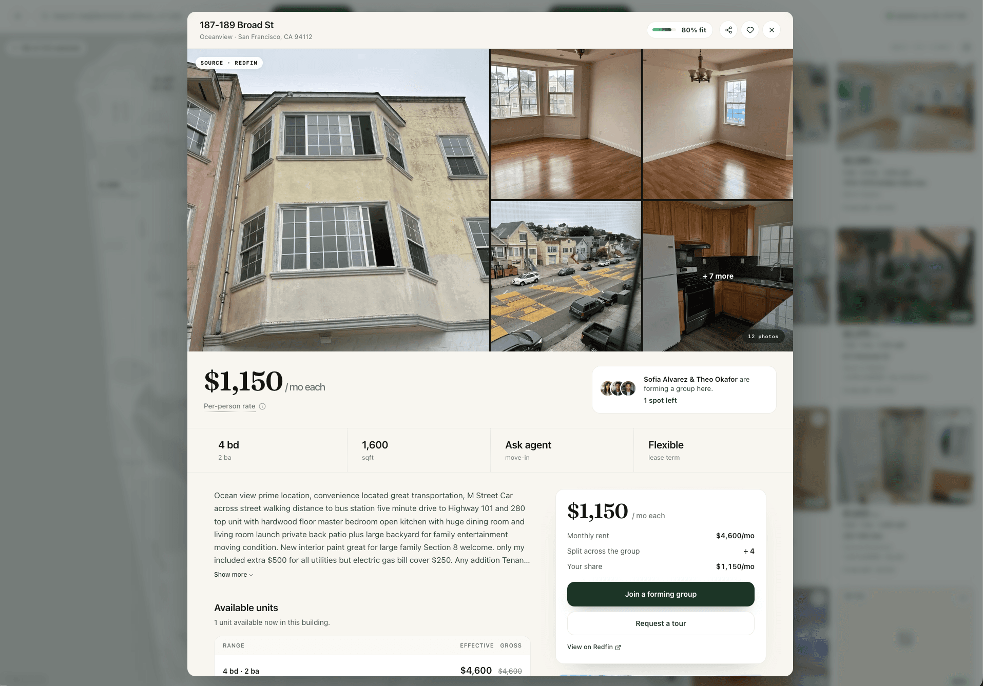 Apartment detail — join a forming group on Kinfolk